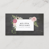 ヴィンテージモダンフローラのChalkboard Designer上のモチーフ 名刺 (正面)