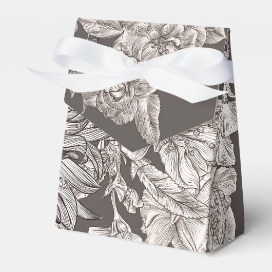 ヴィンテージモダンフローラアイボリー&グレーブライダルシャワー フェイバーボックス (正面サイド)