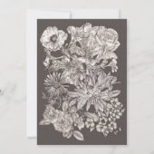 ヴィンテージモダンフローラアイボリー&グレー婚約 招待状 (裏面)