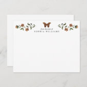 ヴィンテージモダンフローラガーデングリーナリーバタフライ ノートカード (正面/裏面)