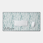 ヴィンテージモダンフローラグリーンワイルドフラワー名前をカスタムする デスクマット (キーボード&マウス)
