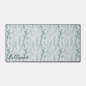 ヴィンテージモダンフローラグリーンワイルドフラワー名前をカスタムする デスクマット (正面)