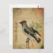 ヴィンテージモダンフローラコラージュ絵葉書 ポストカード (正面/裏面)