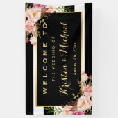 ヴィンテージモダンフローラストライプデコールウェディングパーティー 横断幕 (縦)