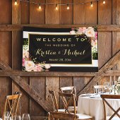 ヴィンテージモダンフローラストライプデコールウェディングパーティー 横断幕