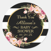 ヴィンテージモダンフローラデコール赤ちゃんシャワーありがとう ラウンドシール (正面)