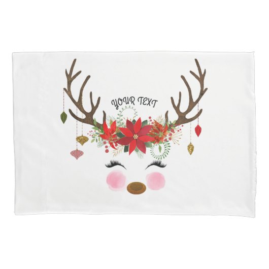 ヴィンテージモダンフローラトナディアホリデークリスマス 枕カバー (正面)