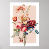ヴィンテージモダンフローラピンクウォールアートポスター ポスター (正面)