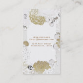 ヴィンテージモダンフローラボタニカルグラムホワイト&金ゴールド 名刺 (裏面)