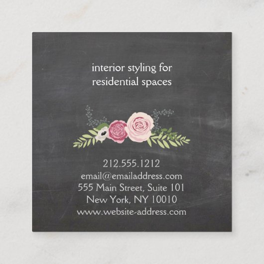 ヴィンテージモダンフローラモチーフ スクエア名刺 (裏面)