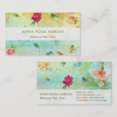 *~*ヴィンテージモダンフローラルパターン金ゴールドグリッター 名刺 (正面/裏面)