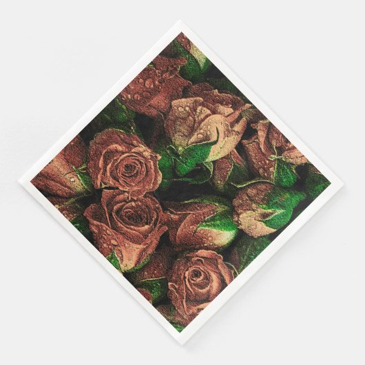 ヴィンテージモダンフローラ紙ディナーナプキンズ (コーナー)