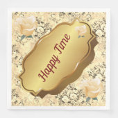 ヴィンテージモダンフローラ紙ディナーナプキンズ (正面)