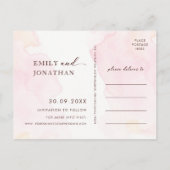 ヴィンテージモダンフローラ結婚式の日付の保存 インビテーションポストカード (裏面)