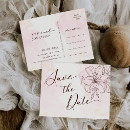 ヴィンテージモダンフローラ結婚式の日付の保存 インビテーションポストカード