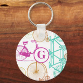 ヴィンテージモダンブライトカラーネオンパターン キーホルダー (正面)