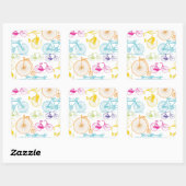 ヴィンテージモダンブライトカラーネオンパターン スクエアシール (シート)