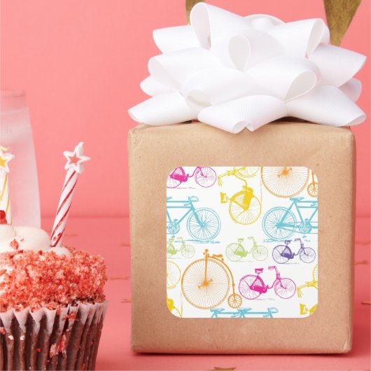 ヴィンテージモダンブライトカラーネオンパターン スクエアシール (パーティー)