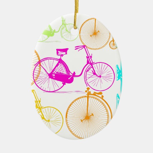 ヴィンテージモダンブライトカラーネオンパターン セラミックオーナメント (正面)