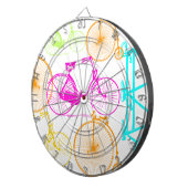 ヴィンテージモダンブライトカラーネオンパターン ダーツボード (正面右)