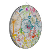 ヴィンテージモダンブライトカラーネオンパターン ダーツボード (正面左)