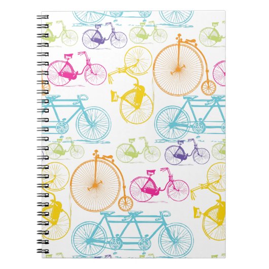 ヴィンテージモダンブライトカラーネオンパターン ノートブック (正面)