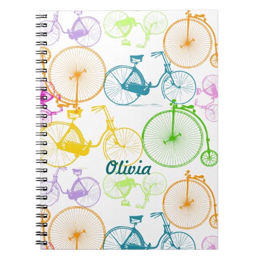 ヴィンテージモダンブライトカラーネオンパターン ノートブック (正面)