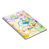 ヴィンテージモダンブライトカラーネオンパターン ノートブック (右側)