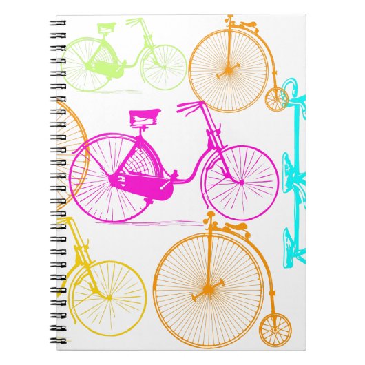 ヴィンテージモダンブライトカラーネオンパターン ノートブック (正面)