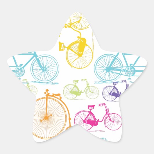 ヴィンテージモダンブライトカラーネオンパターン 星シール (正面)