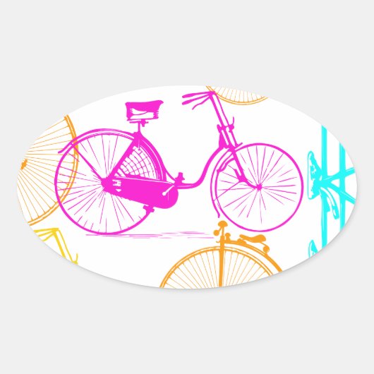 ヴィンテージモダンブライトカラーネオンパターン 楕円形シール (正面)