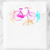 ヴィンテージモダンブライトカラーネオンパターン 楕円形シール (バッグ)