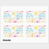 ヴィンテージモダンブライトカラーネオンパターン 長方形シール (シート)