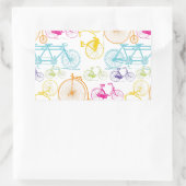 ヴィンテージモダンブライトカラーネオンパターン 長方形シール (バッグ)