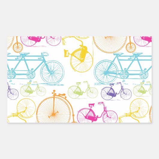 ヴィンテージモダンブライトカラーネオンパターン 長方形シール (正面)