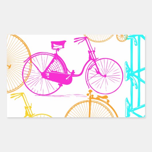 ヴィンテージモダンブライトカラーネオンパターン 長方形シール (正面)