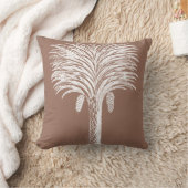 ヴィンテージモダンブラウンホワイトパームツリー クッション (ブランケット)