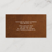 ヴィンテージモダンブラウンレザーテクスチャルック 名刺 (裏面)