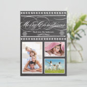 ヴィンテージモダンブラックとレッドのChalkboardフォトカード (スタンド正面)