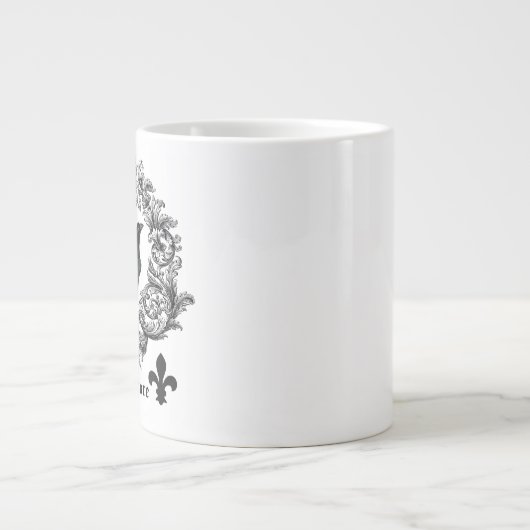 ヴィンテージモダンブラックのハロウィンカラス ジャンボコーヒーマグカップ (正面)