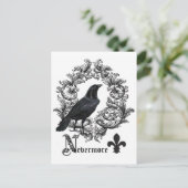 ヴィンテージモダンブラックのハロウィンカラス ポストカード (スタンド正面)