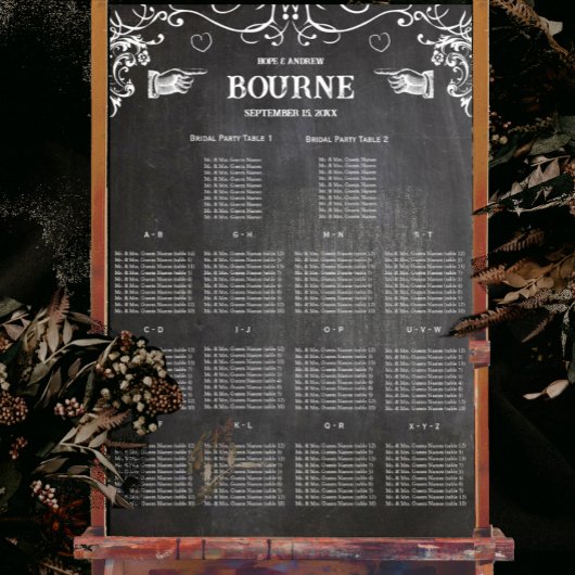 ヴィンテージモダンブラックチャックボード座席表 ポスター