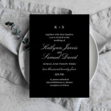 ヴィンテージモダンブラック結婚式招待状カード
