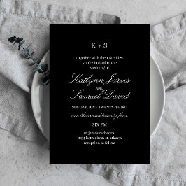 ヴィンテージモダンブラック結婚式招待状カード 招待状
