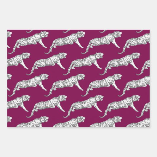 ヴィンテージモダンブルゴーニュ・グレータイガー ラッピングペーパーシート (正面)