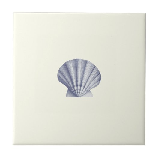 ヴィンテージモダンブルーシーシェルオンアイボリー タイル (正面)