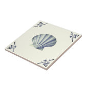 ヴィンテージモダンブルーシーシェルオンアイボリー タイル (側面)