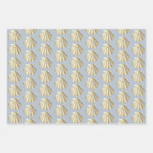 ヴィンテージモダンブルーベージュピンクシェル ラッピングペーパーシート (正面2)