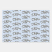 ヴィンテージモダンブルーベージュピンクロブスター ラッピングペーパーシート (正面2)