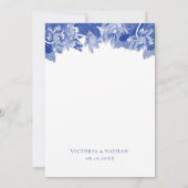 ヴィンテージモダンブルーChinoiserieフローラ結婚ズ 招待状 (裏面)